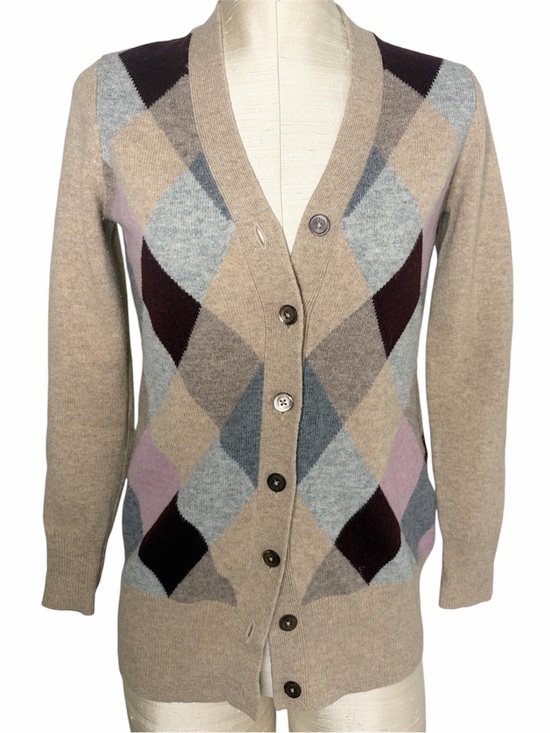 Brooks Brothers Sweaters - Brooks Brothers Argyle Button-Front 100% Lambswool Cardigan Sweater Tan XS